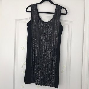 Mini sequined little black dress
